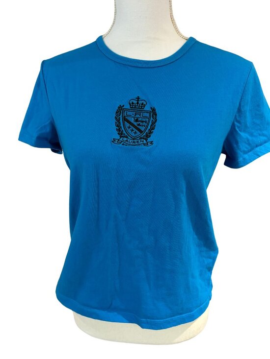 Lauren Ralph Lauren Tops - Ralph Lauren - Lauren Active Womens Blue Sz M Cotton T-Shirt 90'S y2k (SKU: 45W)